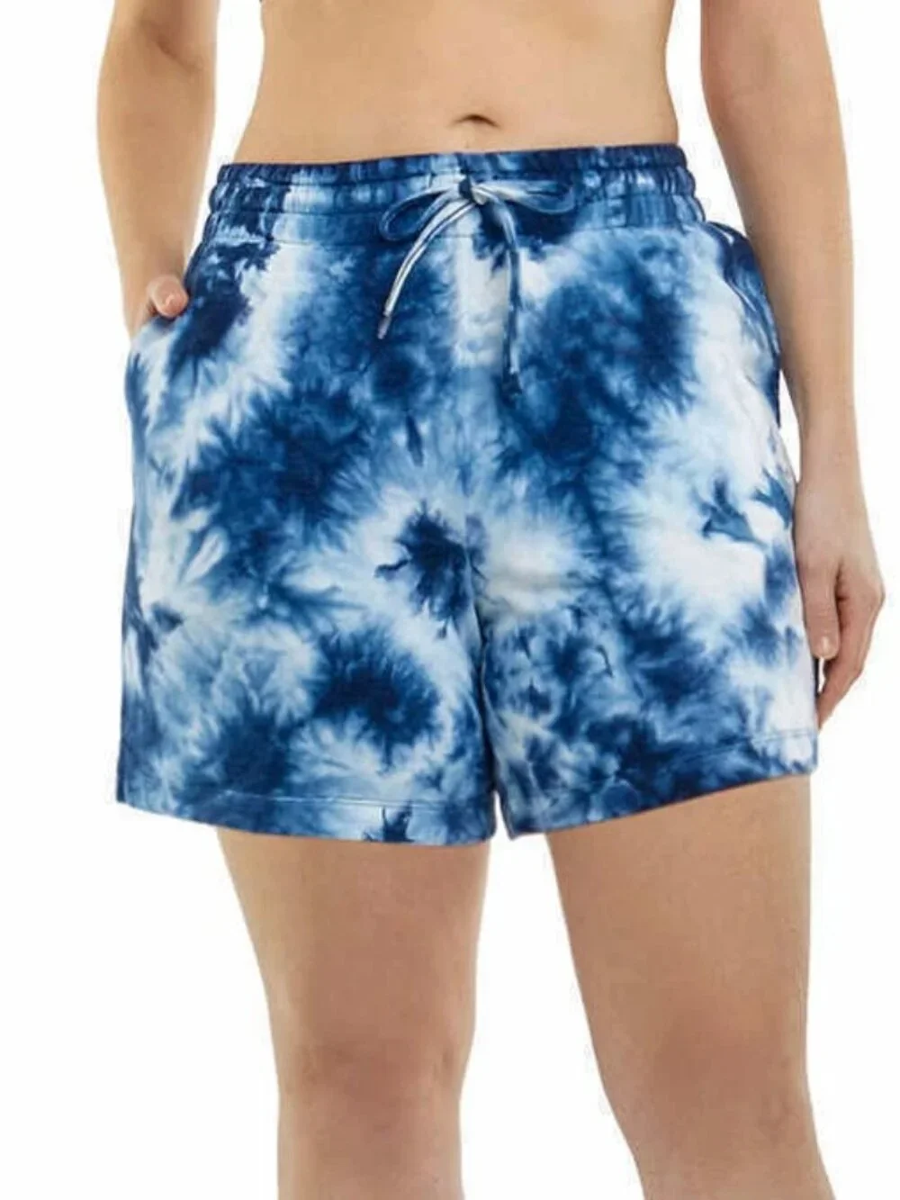Danskin Ladies' Soft Active Short, 2-pack, White/Neptune Blue